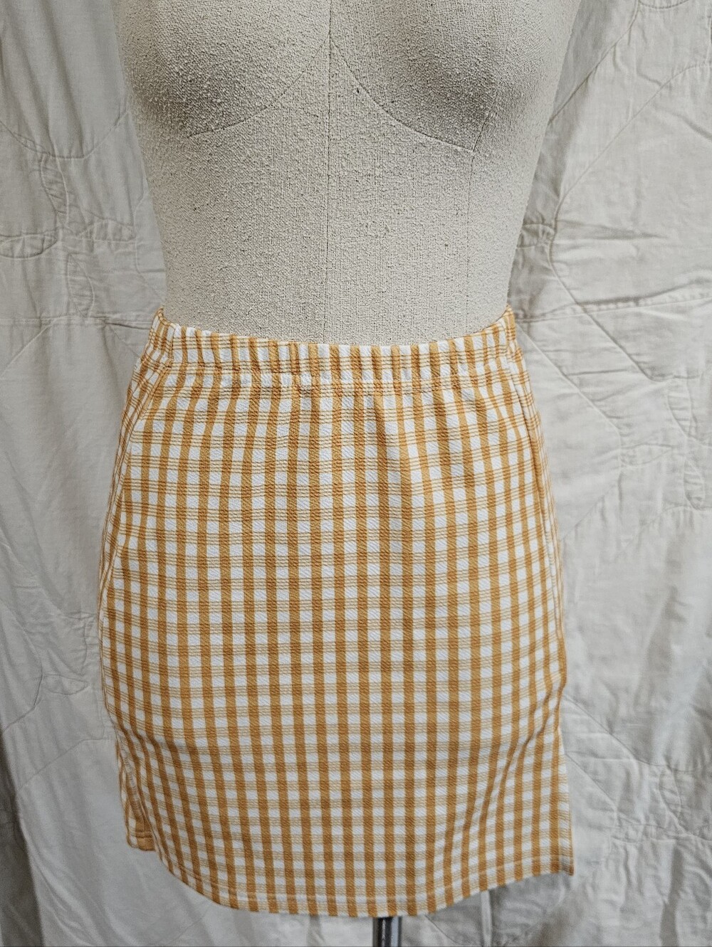 SHEIN Yellow Gingham Mini Skirt